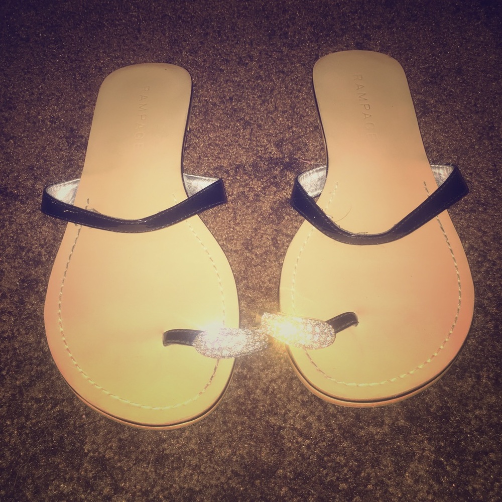 Black and Crystal Sandals